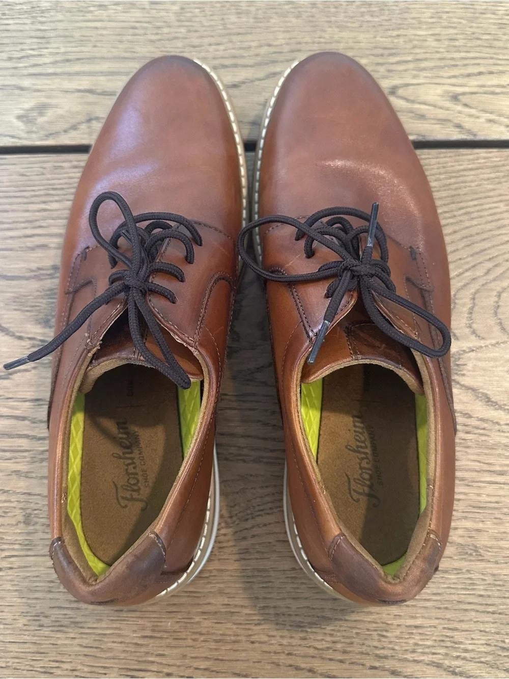 Florsheim Men’s Brown Leather Derby Dress Shoes FlexSole Size 9.5M